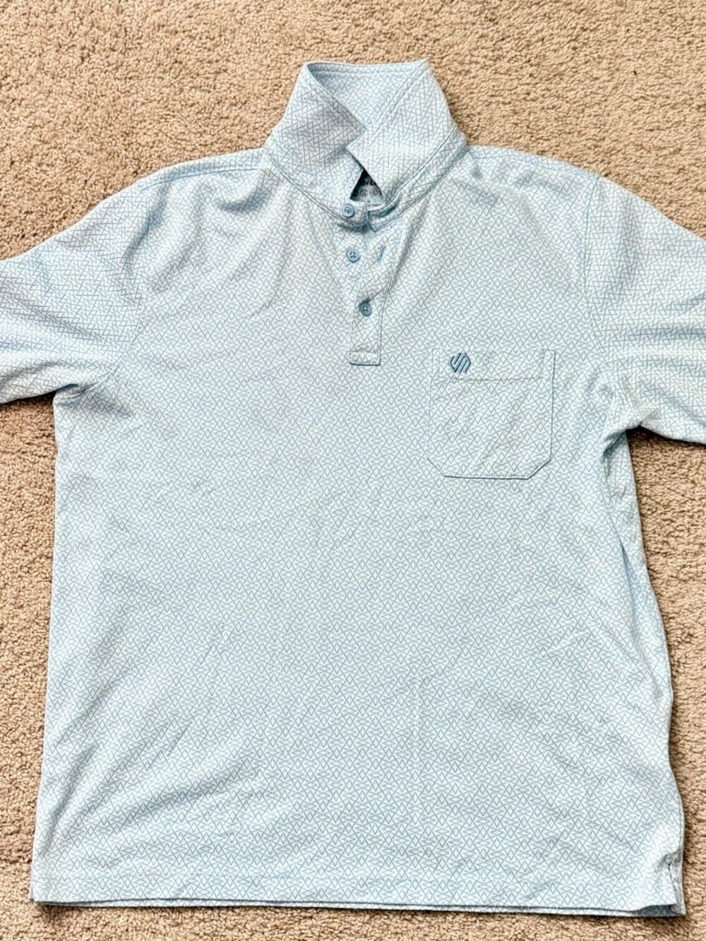 Johnston Murphy XC4 Mens M Blue Geometric Golf Polo Quiet Luxury Preppy 4561